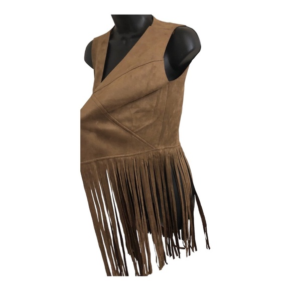 Sincerely‎ Jules suede boho western brown fringed open front vest size small - Picture 11 of 13